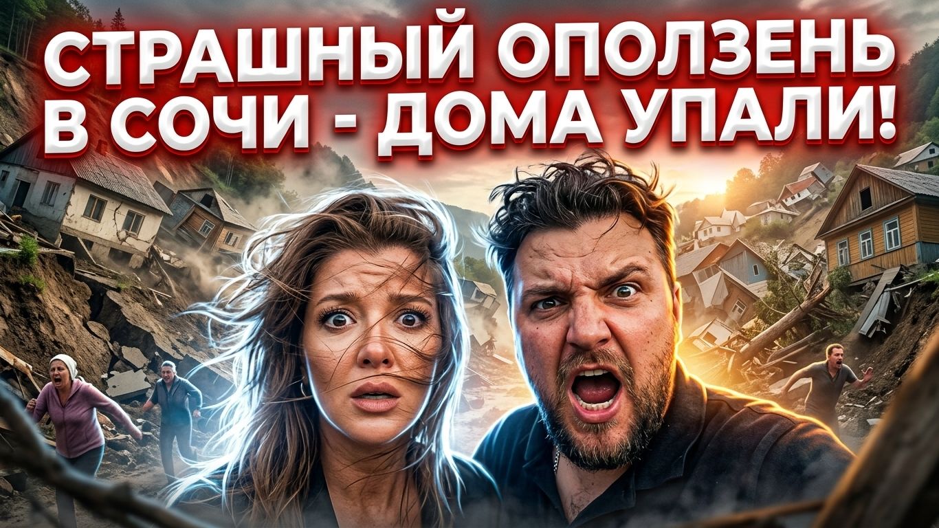 СТРАШНЫЙ ОПОЛЗЕНЬ В СОЧИ - ДОМА УПАЛИ! #оползень #сочи #всёосочи