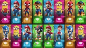 🌟 Марио против Соника и Человека-Паука! 🔥 Грандиозная Битва в Плитках Музыки ЭДМ Раш! 🎹