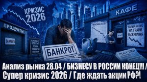Анализ рынка 28.04 / БИЗНЕСУ В РОССИИ КОНЕЦ!!! / Супер кризис 2026 / Где ждать акции Рф?!