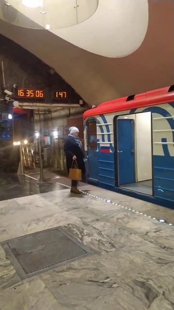 Станция метро поезд пассажир интерьер Москва Борисово 31