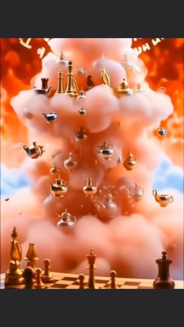 Балеринка пропадает в тумане, а из тумана вылетают какие-то чайники)