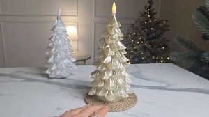 Светодиодная восковая декоративная свеча ЁЛОЧКА С ОГОНЬКОМ, золотая, AX5438600