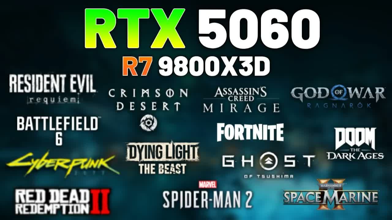 RTX 5060 | Тест в 12 играх | Ryzen 7 9800X3D | 1080p, 1440p
