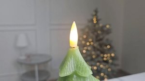 Светодиодная восковая декоративная свеча ЁЛОЧКА С ОГОНЬКОМ, зелёная, AX5437020