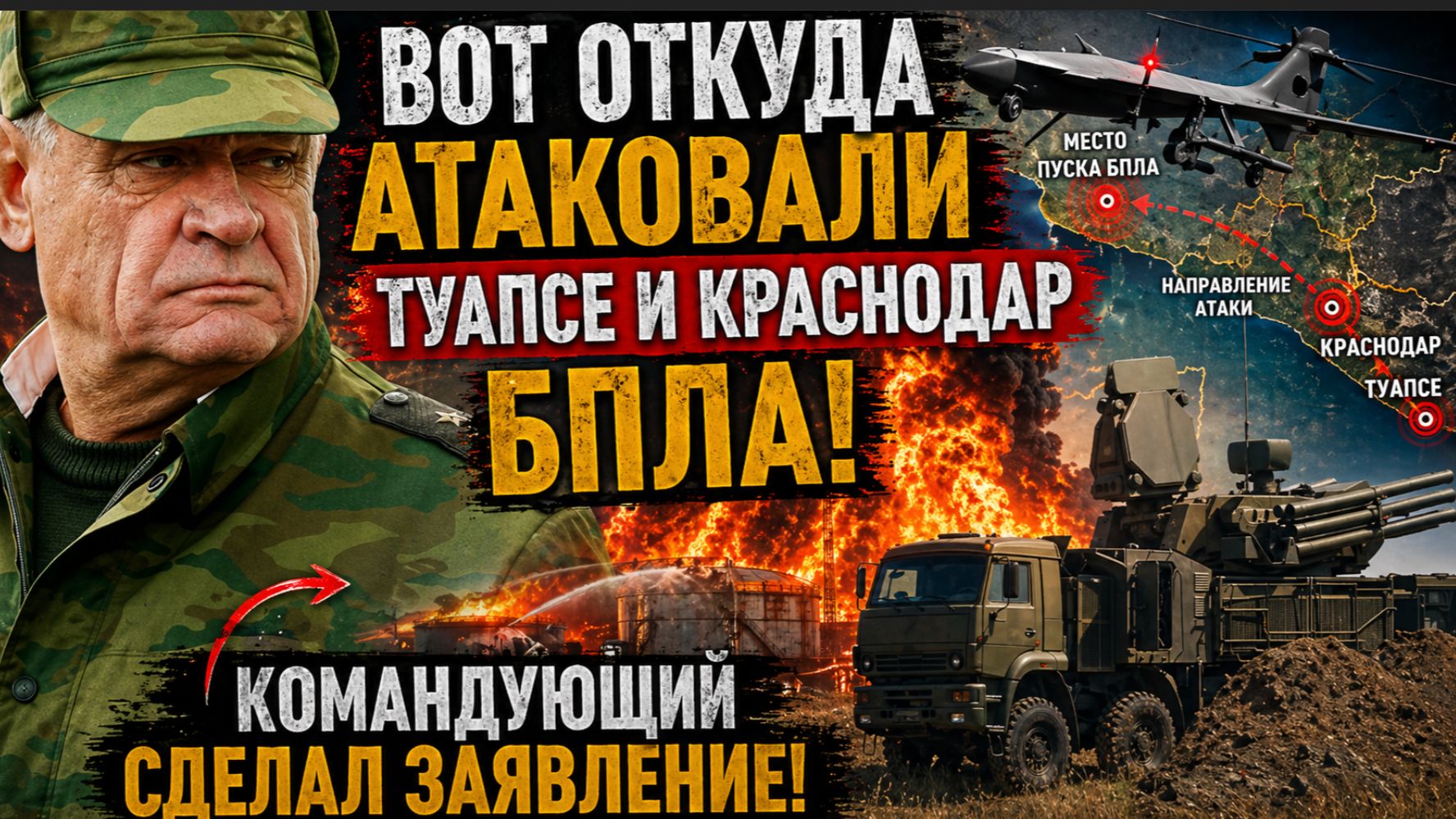 Вот Откуда Атаковали ТУАПСЕ и Краснодар БПЛА! Командующий сделал ЗАЯВЛЕНИЕ!