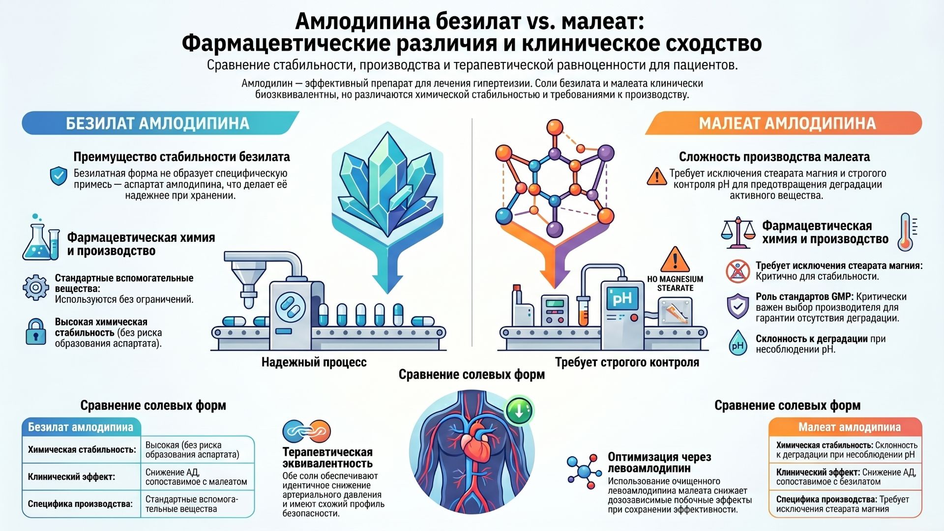 Безилат амлодипина и малеат амлодипина: сравнительный анализ фарм- и клинических характеристик