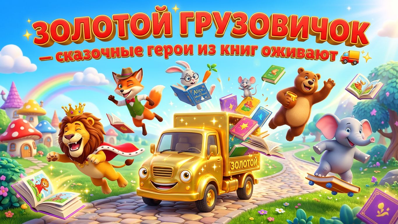 Золотой грузовичок — сказочные герои из книг оживают 🚚✨ Волшебный мультфильм для детей