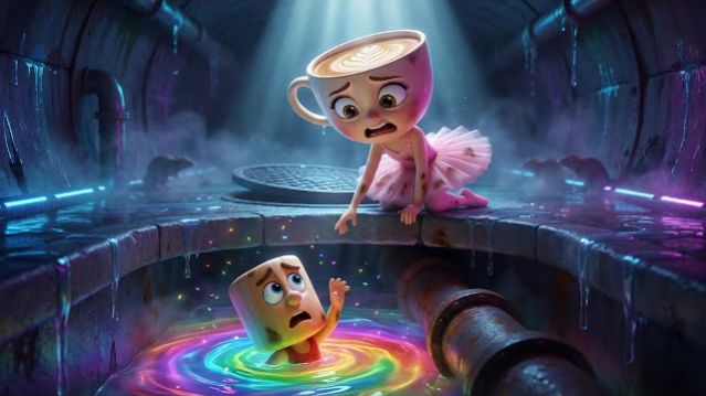 😱«Малыш Тунг Тунг упал в радужный сток! Капучина прыгает за ним, чтобы спасти его»