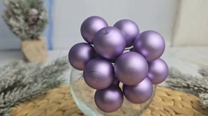 ГРОЗДЬ стеклянных матовых шариков на проволоке, 12 шаров по 25 мм, цвет: лавандовый, 713578