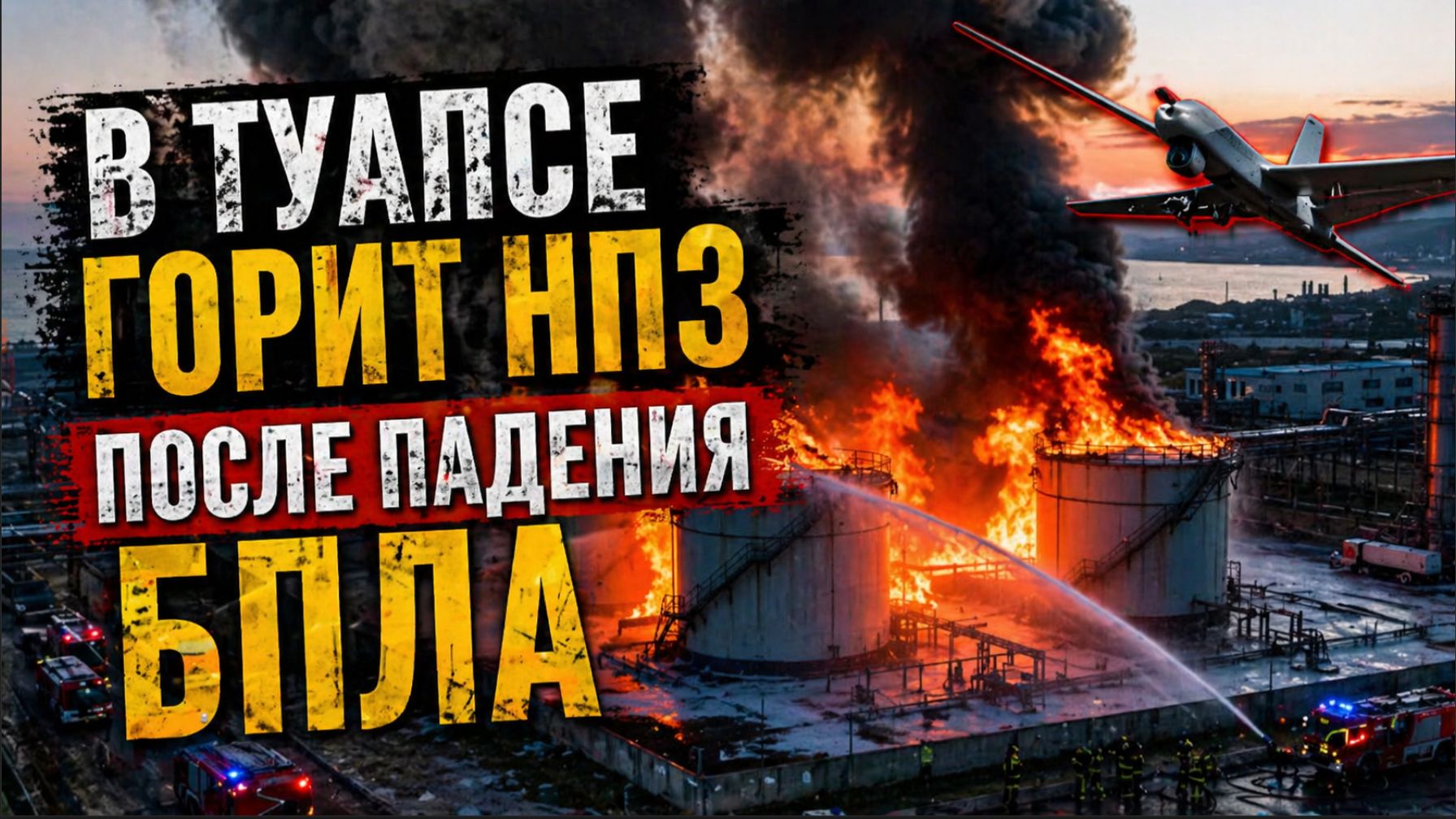 В Туапсе горит НПЗ после падения БПЛА