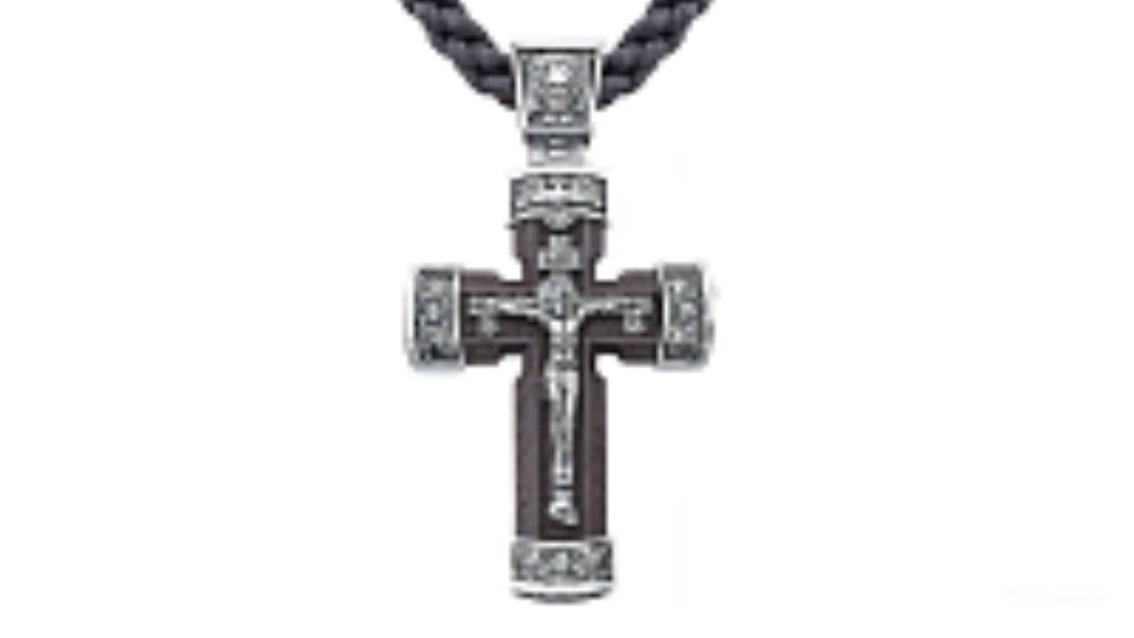 Крест на гайтане «Распятие, молитва «Спаси и сохрани» серебро 925 проба (арт. 15-000042-105820)