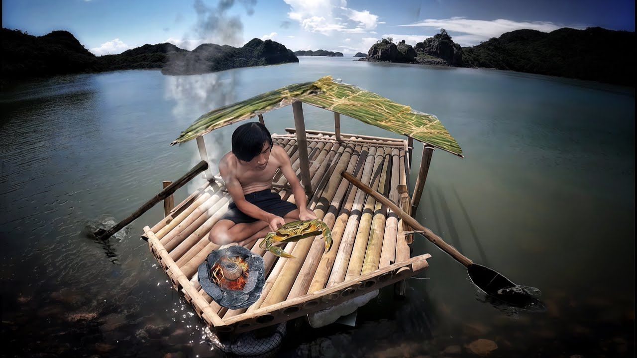 Выживание в одиночестве на плоту из мусора | Испытание на необитаемом острове, часть 1 🔥🌴