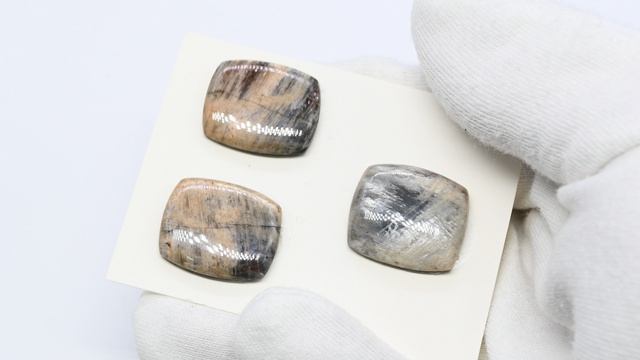 Кабошоны солнечный камень лунный камень форма прямоугольник комплект тройка.