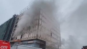 Пожар на стройке элитной многоэтажки в Москве