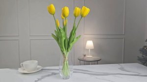 Букет искусственных цветов ЖЁЛТЫЕ ТЮЛЬПАНЫ, силикон, 40 см, 5 шт., 2057224