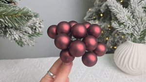 ГРОЗДЬ стеклянных матовых шариков на проволоке, 12 шаров по 25 мм, цвет: каштановый, 713576