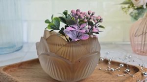 Стеклянный подсвечник НИМФЕЯ, бежевый, 11 см, 108208-95-3