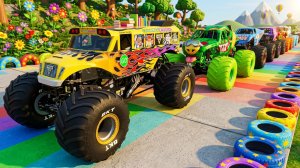 МУЛЬТИКИ ПРО МАШИНКИ 4К Эпические прыжки и столкновения на скоростном монстр-траке Beamng Drive #152