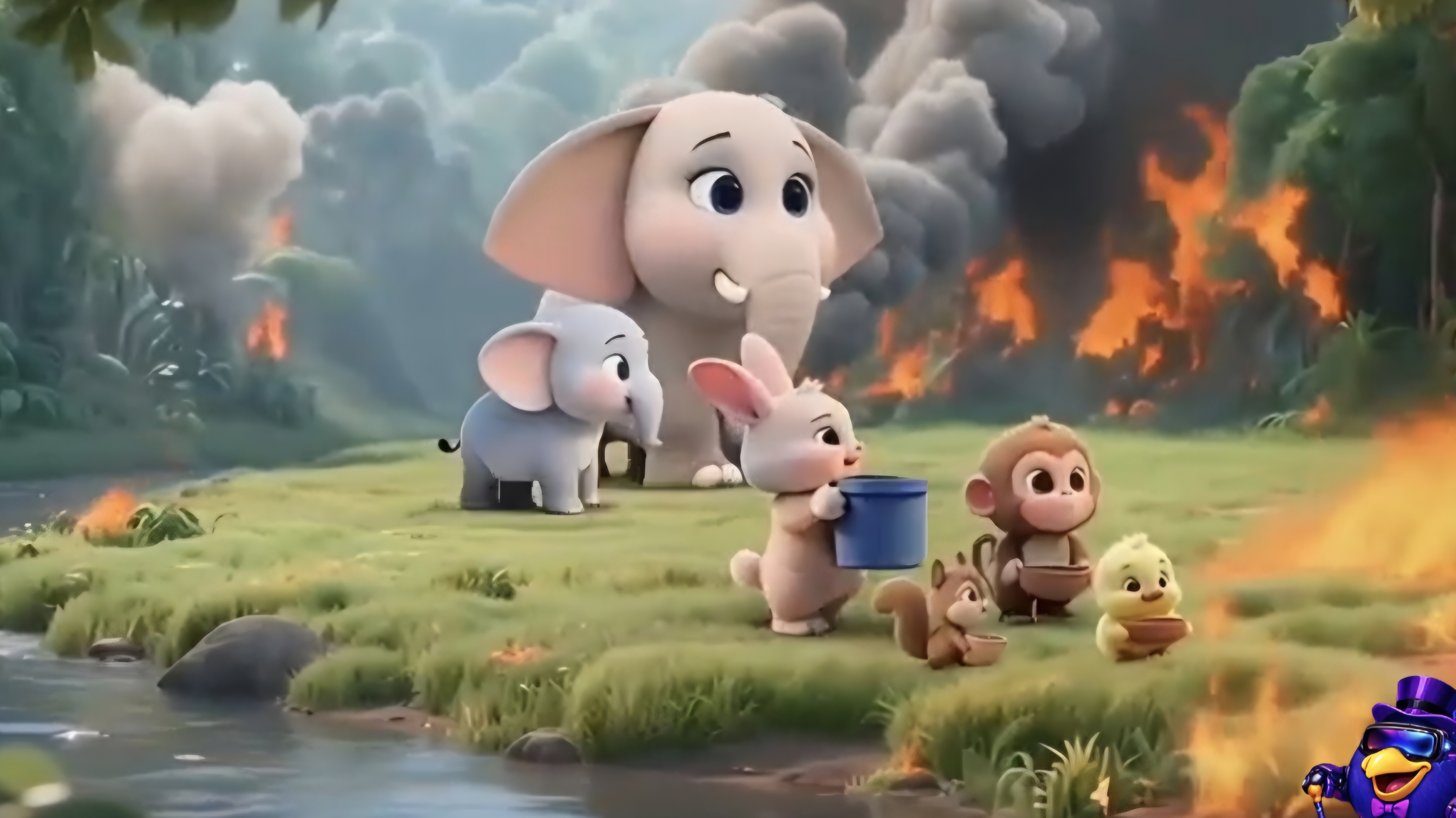 МУЛЬТИК ДЛЯ ДЕТЕЙ. ЗАЙЧИК🐰 И УТЁНОК🐥 СПАСАЛИ ЛЕС ОТ ПОЖАРА. МУЛЬТФИЛЬМЫ ДЛЯ ДЕТЕЙ.