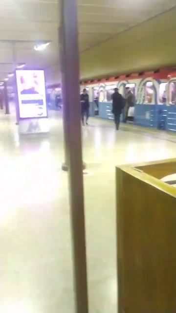 Станция метро поезд пассажир интерьер Москва Волжская 25