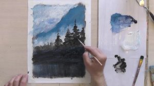 Рисуем елки акрилом. Демонстрация процесса