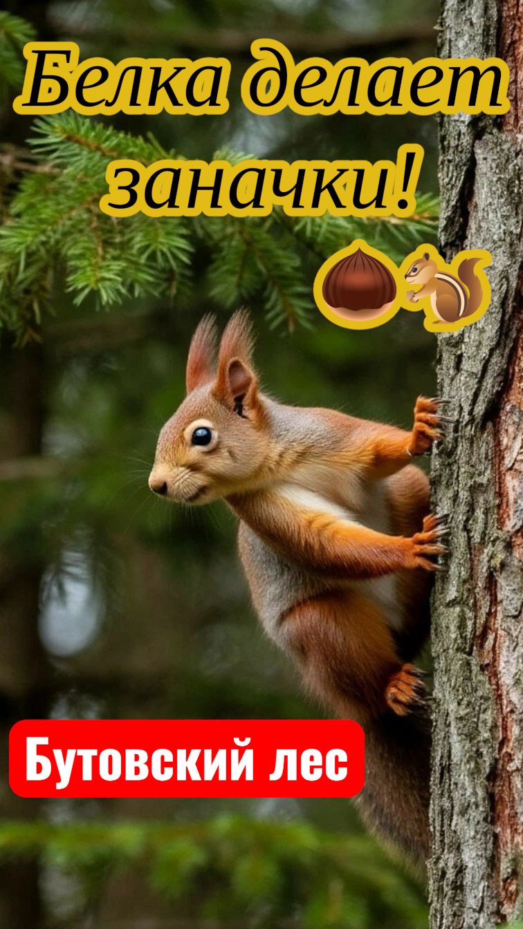  Белка делает заначки с орешками! Бутовский лес белка рыжаябелка бутовскийлес