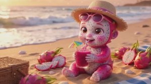 Расслабляющие пляжные волны | Фруктовый сок для малыша на пляже | Видео анимация с фруктовым соком