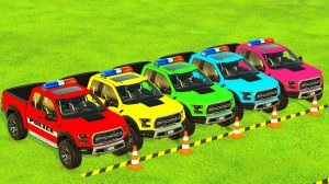 Для детей: ТРАНСПОРТИРОВКА ЦВЕТНЫХ ПОЛИЦЕЙСКИХ ФОРД НА НОВЫХ ГРУЗОВИКАХ МАН часть 2