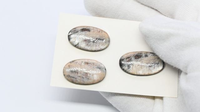 Кабошоны солнечный камень лунный камень форма овал комплект тройка