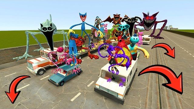 СПАРТАНЕЦ СБРАСЫВАЕТ ВСЕХ МОНСТРОВ POPPY PLAYTIME С ШОССЕ (GARRY’S MOD)