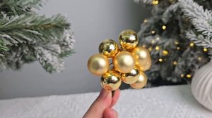 ГРОЗДЬ миниатюрных стеклянных матовых и глянцевых шариков на проволоке, 10 шаров по 20 мм, 715077-1