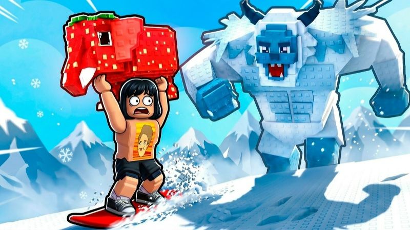 [PipaPupa] СБЕЖАЛ ОТ ЙЕТИ С БРЕЙНРОТОМ НА СНОУБОРДЕ В ROBLOX 🏂💨