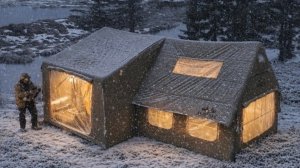 Ультра роскошный кемпинг на замерзшем озере.