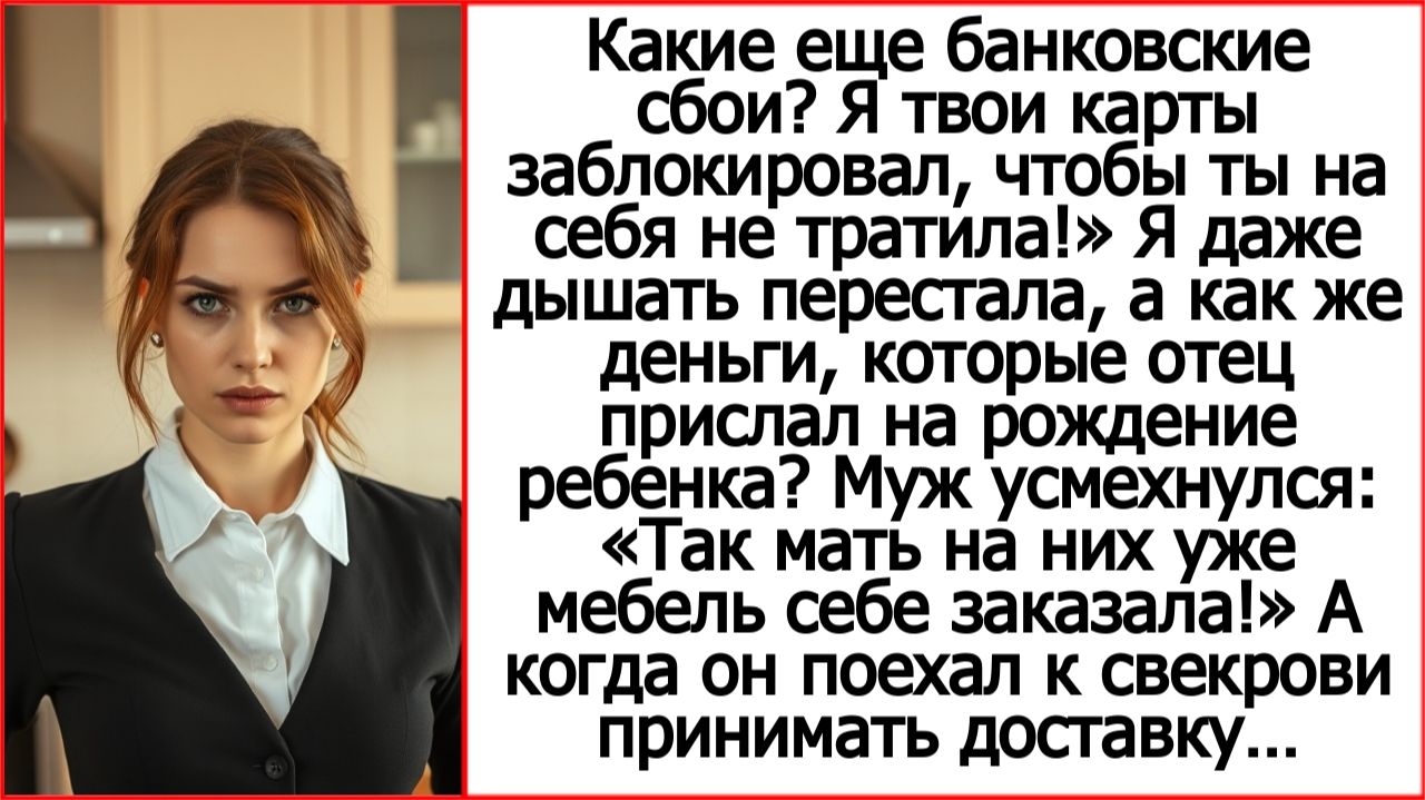 Истории из жизни. Мать уже диван выбрала на твои родовые!  заявил муж заблокировав мои карты.