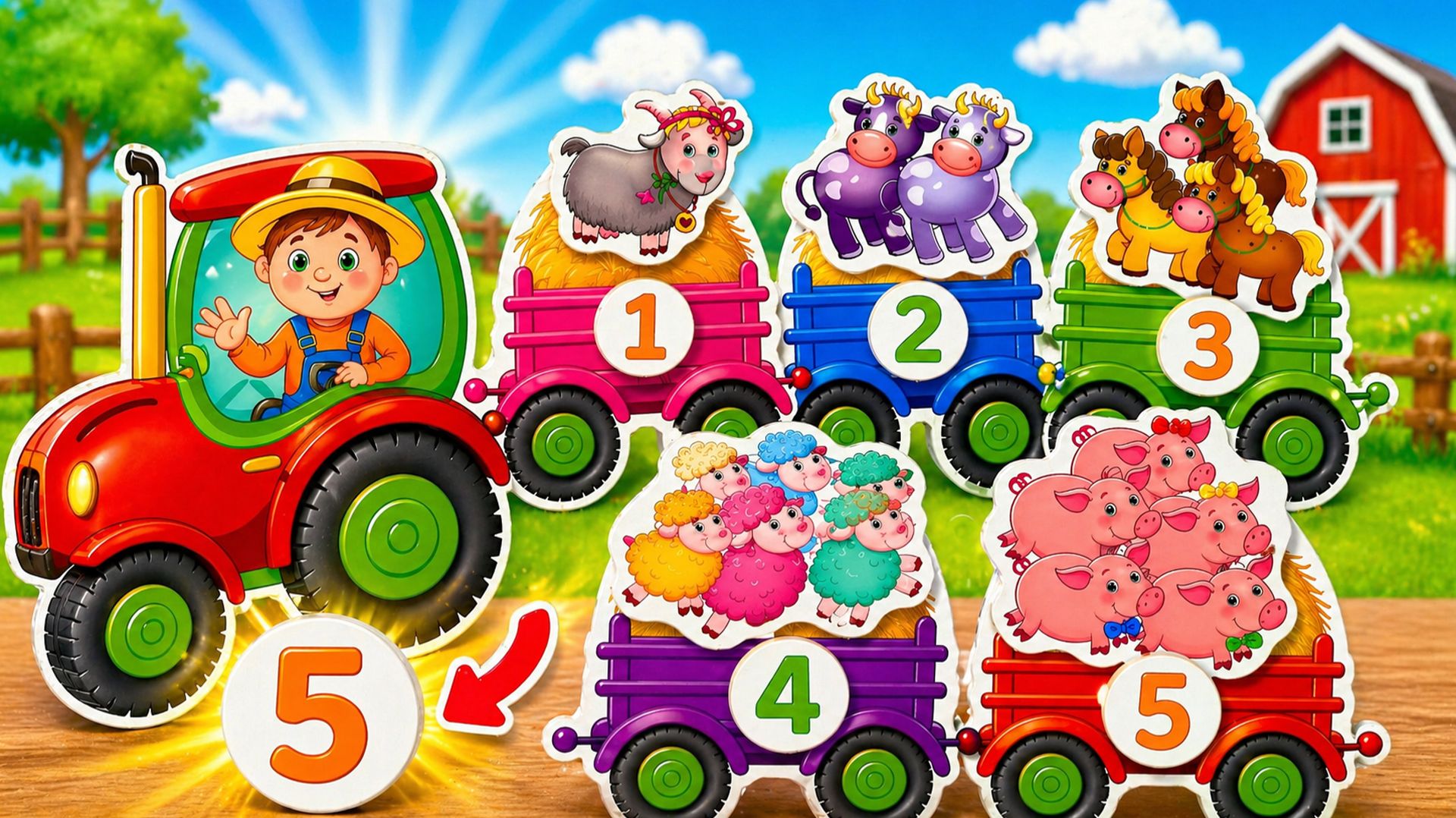 Учим животных и цифры с фермером 🚜 Считаем до 5 | Развивающее видео для малышей