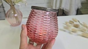 Подсвечник ЭТЬЕНН, стекло, розовый, 10х11 см, 400141-016