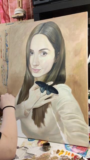 Портрет маслом 50×70 см для прекрасной Регины🌷🎨👩🏼🎨