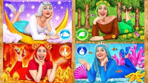 Девушка Огонь, Вода, Воздух И Земля # 4 Стихии в Реальной Жизни от Jelly DO Challenge