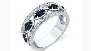 Кольцо из белого золота с сапфирами и бриллиантами