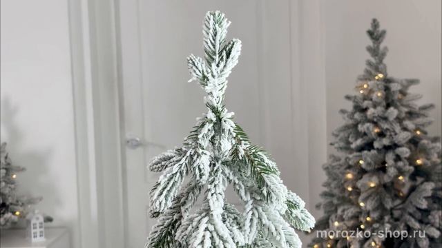 Настольная ель Альпа заснеженная 65 см с натуральным стволом, ЛИТАЯ 100%, DC2138