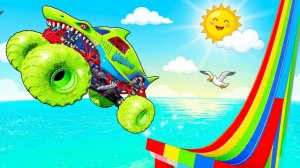 МУЛЬТИКИ ПРО МАШИНКИ 4К Эпические прыжки и столкновения на скоростном монстр-траке Beamng Drive #153