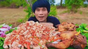 #МУКБАНГ Курица-гриль с морепродуктами и свежими овощами!АСМР ЕДА НА КАМЕРУ ОБЖОР ОБЕД