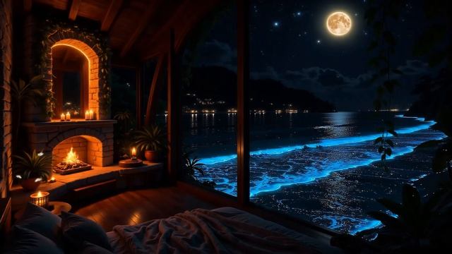  Лунная ночь у моря с камином  Уютная атмосфера для отдыха сна и расслабления