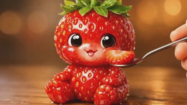 Милые или жуткие? Фруктовые малыши с искусственным интеллектом едят настоящие фрукты