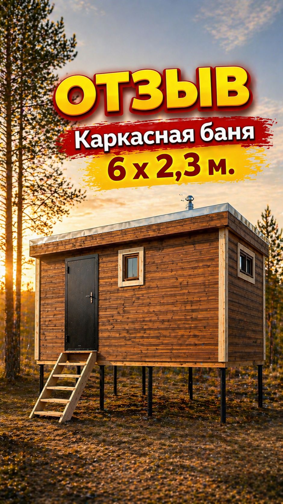 ОТЗЫВ от клиента Каркасная баня 6 х 23 метра баня-бочка