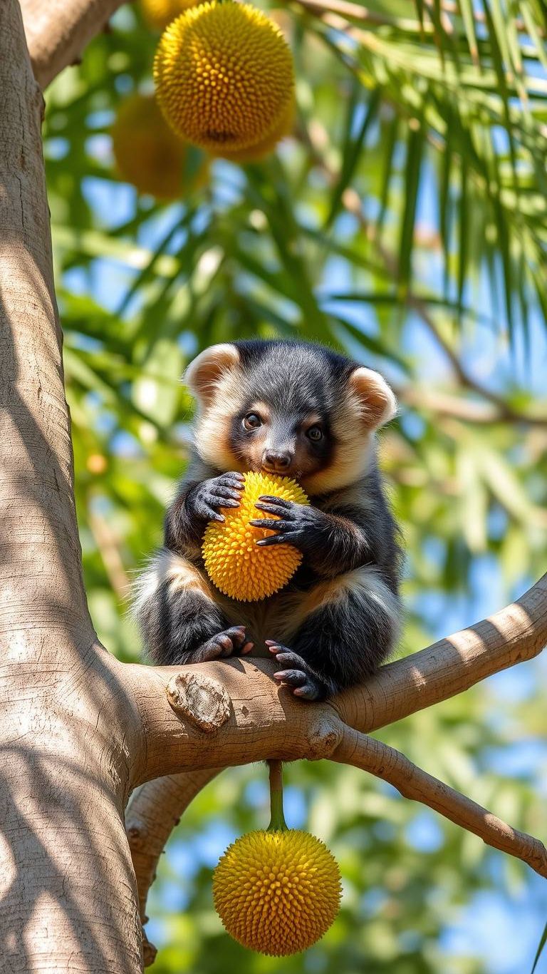 Бинтуронг ест дуриан