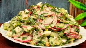 Бесподобный весенний салат из редиски и огурцов 🥗