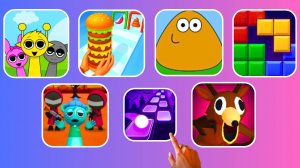 Burger Master & Pou & Block Blast & SPRUNKI & 99 Night In The Forest & Bubbu