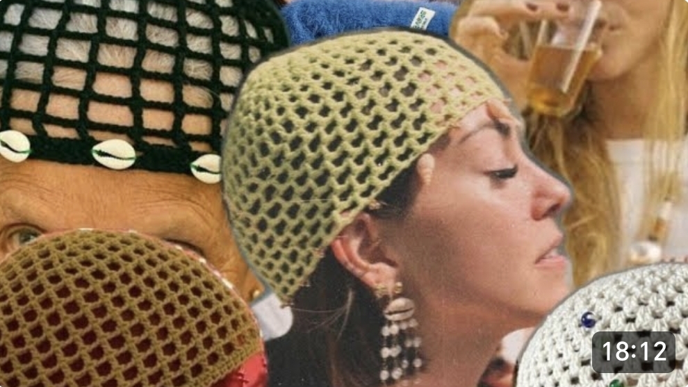 Шапка сетка крючком  Филейная сетка