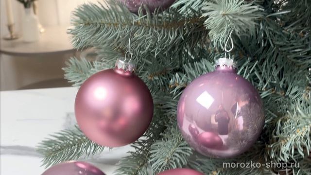 Набор стеклянных шаров матовых и глянцевых светло-лиловый mix 80 мм 6 шт. 2000269